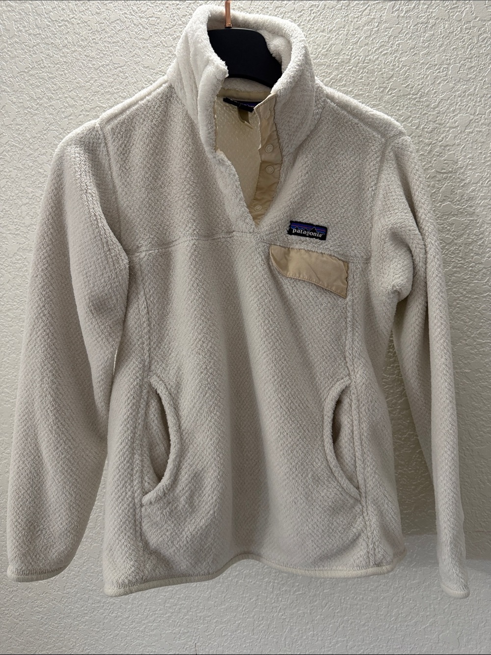 Patagonia Cream Zip-Neck Fleece Pullover Womens XS